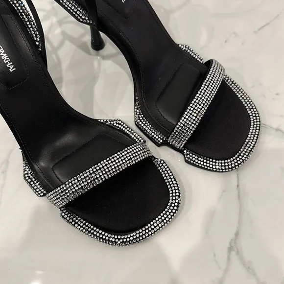 Jonathan Simkhai Crystal Satin Heels - Picture 7 of 9